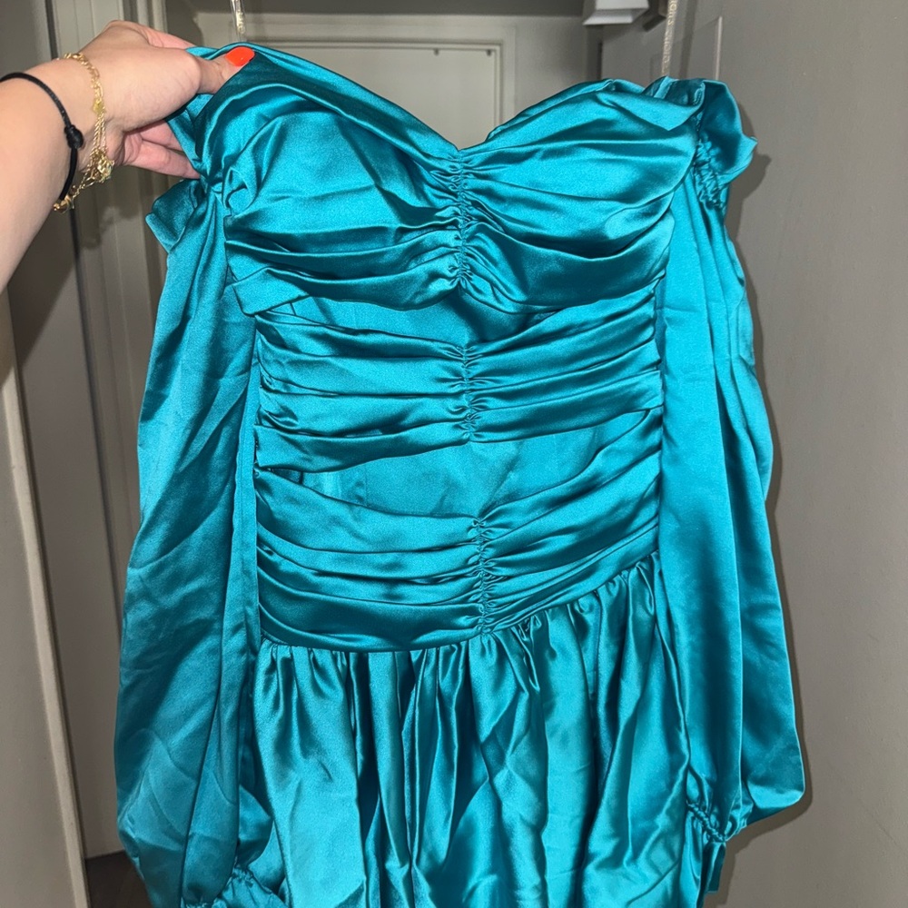 Elegant Teal Satin Dress